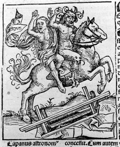 Djævelen og en heks går på sabbat af Hartmann Schedel Liber chronicarum Nürnberg 1493
