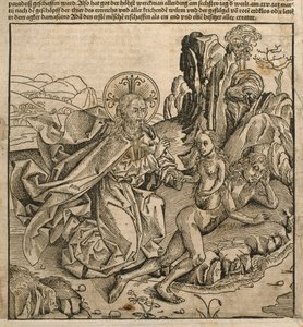 Gud Faderen skaber Eva fra Adams ribben, illustration fra 