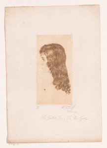 Pigehoved med langt hår og profil af Michal Portnoff (signed by artist)
