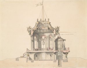 Projekt for en kinesisk pavillon, n.d.. af Michel Barthelemy Hazon