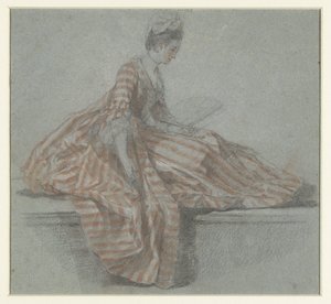 Siddende dame på en balustrade
