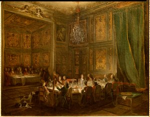 Middag af prins Louis Francois de Conti, Tempelpaladsmaleri af Michel Barthelemy Ollivier (1712-1784) 1766 Søn. 0,56x0,71
