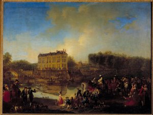 Hjorten fanget i vandet foran Chateau de l