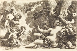 Siddende Bacchante med børn af Michel Dorigny