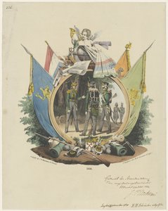 Medaljon med frivillige jægere fra Leiden Universitet, 1830 af Michel Mourot