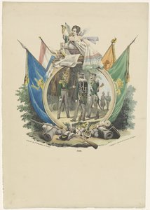 Medaljon med frivillige jægere fra Leiden Universitet, 1830