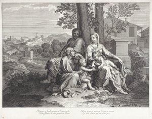 Hellig familie med Elizabeth og Johannes Døberen af Michel Natalis