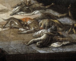 Udsigt over rådhuset (af Marseille) under pesten i 1720