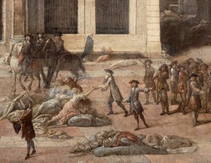 Udsigt over rådhuset (af Marseille) under pesten i 1720