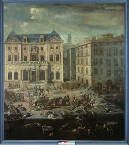Udsigt over rådhuset i Marseille under pesten i 1720