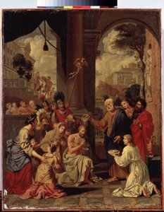 ""Le bapteme du centurion Corneille"" (Dåb af Cornelius the Centurion) Corneille, romersk centurion, er døbt af Peter. Maleri af Michel Corneille (1642-1708). 1600-tallet Mål 88x70 cm Eremitagemuseet, Sankt Petersborg