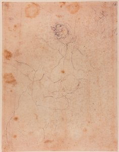 Figurstudier, delvist fra Uddrivelsen fra Paradis i Det Sixtinske Kapel af Michelangelo (after) Buonarroti