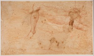 Studier af nøgenbilleder af Michelangelo (after) Buonarroti