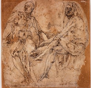 Studier af nøgenbilleder af Michelangelo (after) Buonarroti