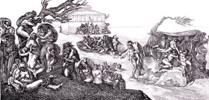 Oversvømmelsen af Michelangelo (after) Buonarroti