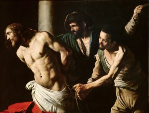 The Flagelation of Christ, ca. 1605-7 (olie på lærred) af Michelangelo (attr. to) Caravaggio