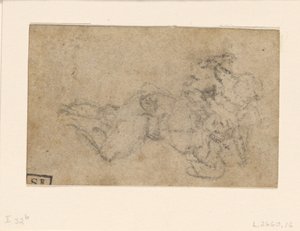 Michelangelo - David og Goliat. Verso-linierede arkitektoniske studier, ca. 1550-1556, I, 32b