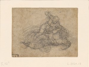 Michelangelo - David og Goliat. Verso linjerede arkitektoniske studier, ca. 1550-1556, I, 32c