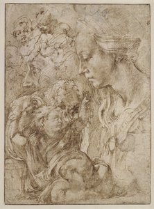 Studier for en hellig familie af Michelangelo