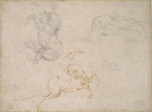 En rytter, der oplader og andre studier, 1500-tallet af Michelangelo Buonarroti