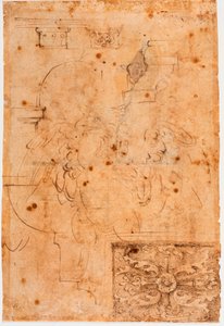 Aquila-skitser og studier af arkitektoniske elementer af Michelangelo Buonarroti