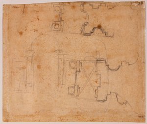 Arkitektoniske opstalter og plantegninger af San Giovanni dei Fiorentini af Michelangelo Buonarroti