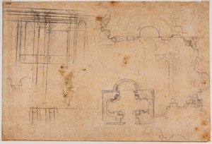 Grundplan og arkitektoniske opstalter af Sforza-kapellet af Michelangelo Buonarroti