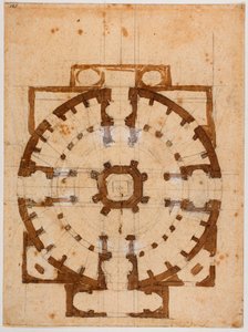 Grundplan for San Giovanni dei Fiorentini af Michelangelo Buonarroti