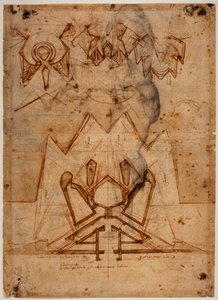 Fæstningsværker til Porta al Prato, figurskitse af Michelangelo Buonarroti