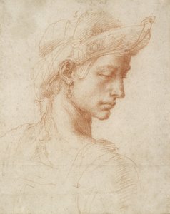 Ideelt hoved, ca. 1518-20 (rødt kridt på papir)