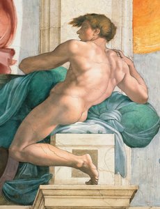 Ignudo Sixtinske Kapel loft i Vatikanet, 1508-1512. af Michelangelo Buonarroti