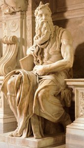 Moses, detalje fra Tomb of Julius II, af Michelangelo (1475-1564), Basilica of St Peter in Chains, Rom, Lazio, ca 1515 af Michelangelo Buonarroti