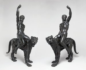 Nøgne bacchants rider pantere, ca. 1506-08 (bronze) af Michelangelo Buonarroti