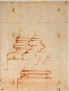 Søjlebaser til det nye sakristi, håndskrevne inskriptioner af Michelangelo Buonarroti