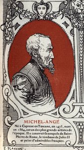 Portræt af den italienske renæssancemaler, Michelangelo Buonarroti dit Michel Ange (Michelangelo eller Michelangelo af Michelangelo Buonarroti