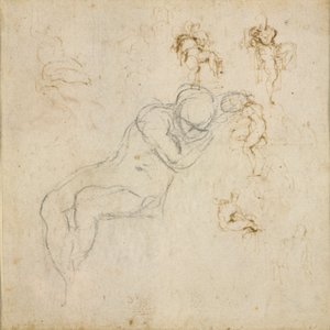 Recto: Otte figurstudier. Verso: Figurstudie, c1490-1560 af Michelangelo Buonarroti