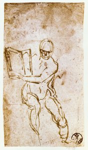 Det Sixtinske Kapel Loft (1508-12): skitse til en af profeterne (pen og brunt blæk) af Michelangelo Buonarroti