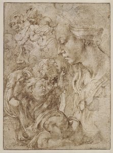 Studier for en hellig familie med Johannes Døberen som barn, 1505 af Michelangelo Buonarroti