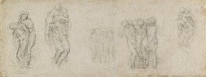 Studier til en Pieta og en Begravelse, 1500-tallet af Michelangelo Buonarroti