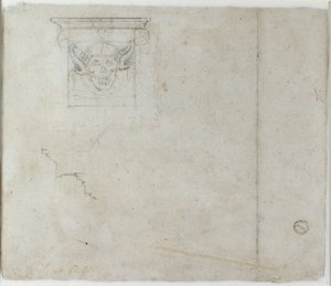 Studier af arkitektoniske detaljer og en grotesk maske, c1490-1560 af Michelangelo Buonarroti