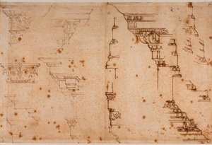 Studier af arkitektoniske elementer af Michelangelo Buonarroti