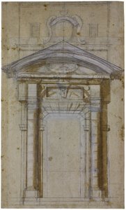 Studie til Porta Pia i Rom, ca 1561 af Michelangelo Buonarroti