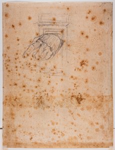 Studie til en søjle og en hånd af Michelangelo Buonarroti