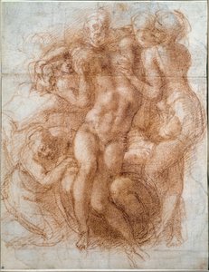 Studie til Pieta-aflejringen af Kristus (tegning af Michelangelo Buonarroti