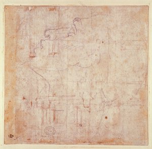 Study of a Head, 1525-26 (sort kridt på papir) (verso) (for recto se 191779) af Michelangelo Buonarroti