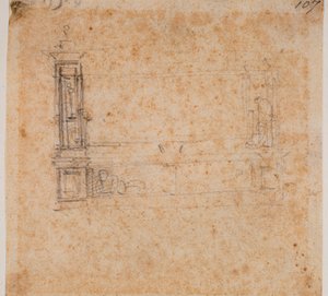 Undersøgelse af dobbelt gravvæg til det nye sakristi af Michelangelo Buonarroti
