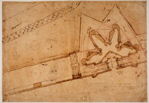 Undersøgelse af befæstning til Porta al Prato af Michelangelo Buonarroti