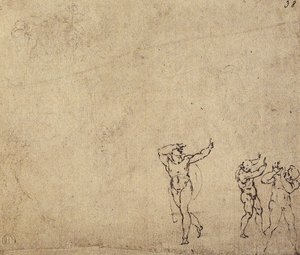 Studie af nøgne figurer: tegning af Michelangelo. Casa Buonarroti, Firenze af Michelangelo Buonarroti