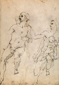 Studie af nogle nøgenfigurer; tegning af Michelangelo. Louvre, Paris af Michelangelo Buonarroti