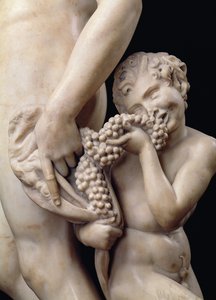 The Drunkenness of Bacchus, detalje af satyren, 1496-97 marmordetalje af 52672